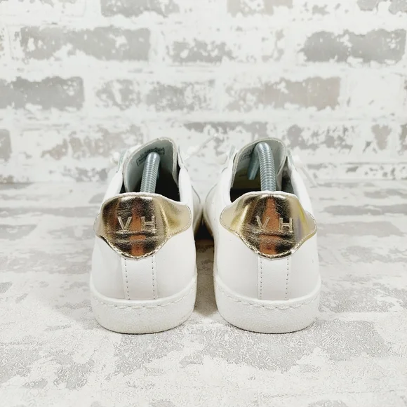 Vintage Havana White Sneakers with Gold Heel and Tan Snake-Print Star - Picture 4 of 10